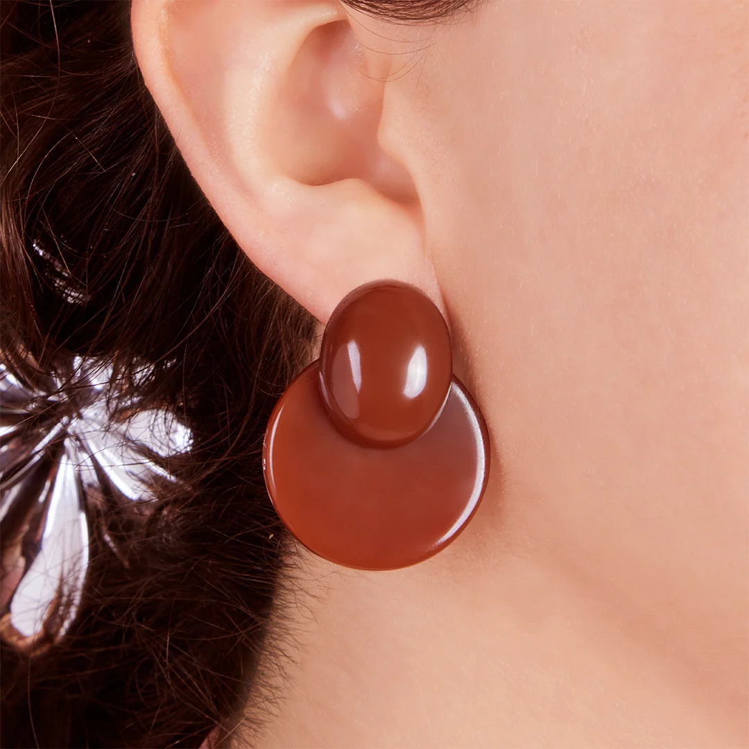 ARETES DOBLE CÍRCULO CAFÉ 94060