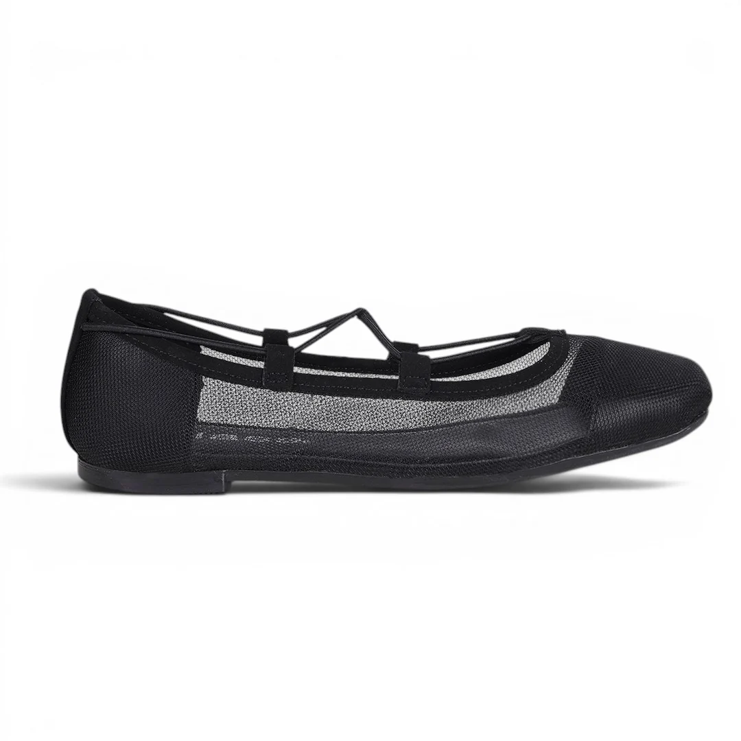 BALERINA TRENDY CON MALLA Y TIRAS NEGRO 17837 - Image 2