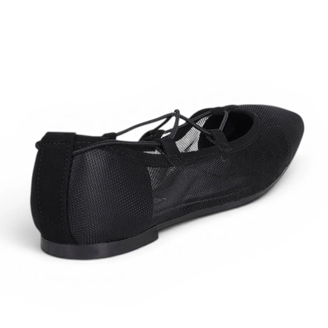 BALERINA TRENDY CON MALLA Y TIRAS NEGRO 17837 - Image 4