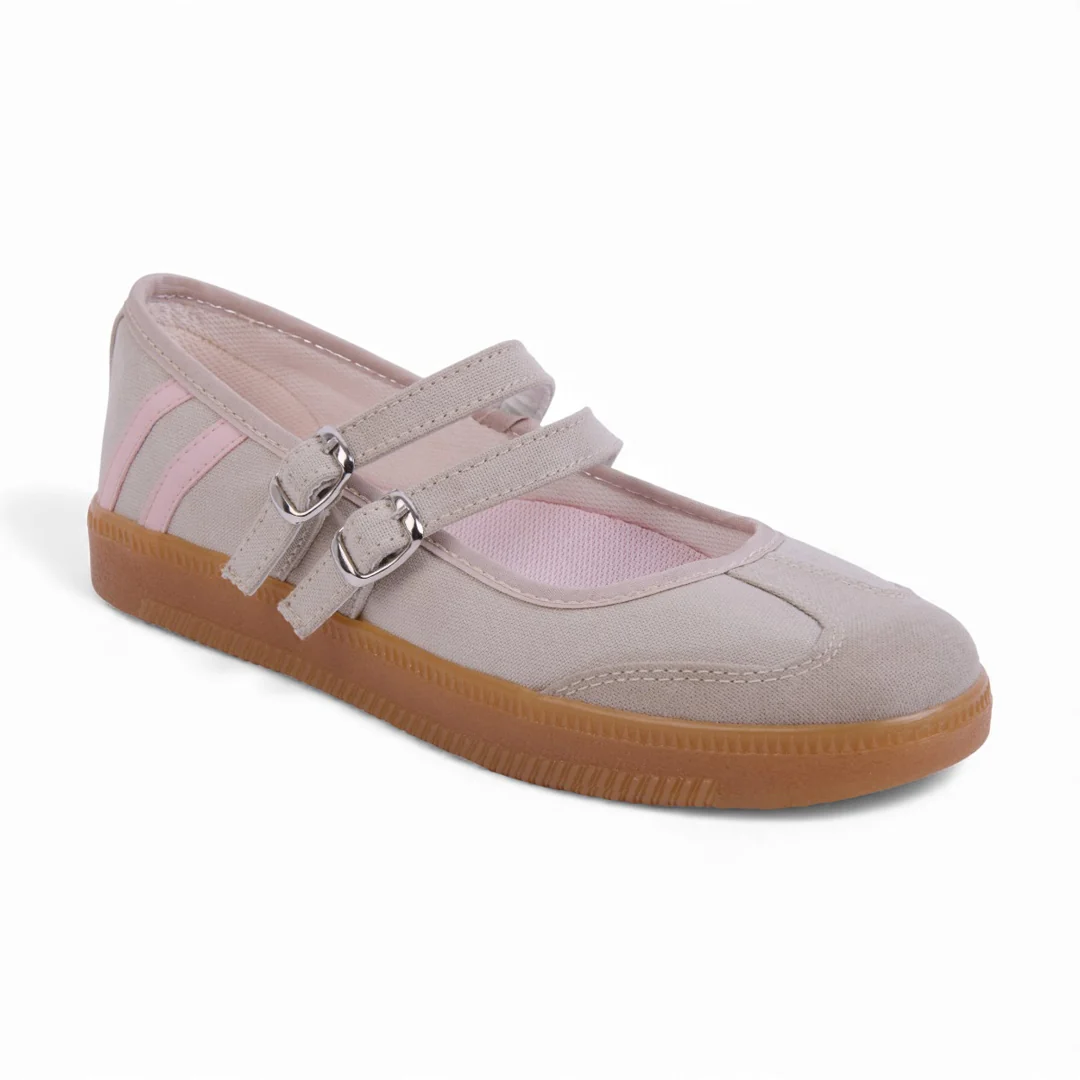 BALLERINA DE PISO BEIGE LÁTIGOS CON HEBILLA 20792