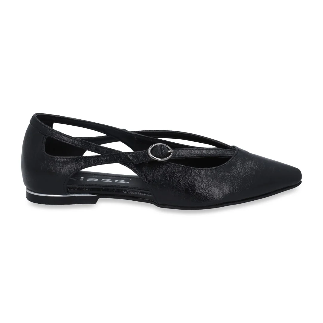 BALLERINA DE PISO NEGRO CON ABERTURAS Y LÁTIGO 40076 - Image 2