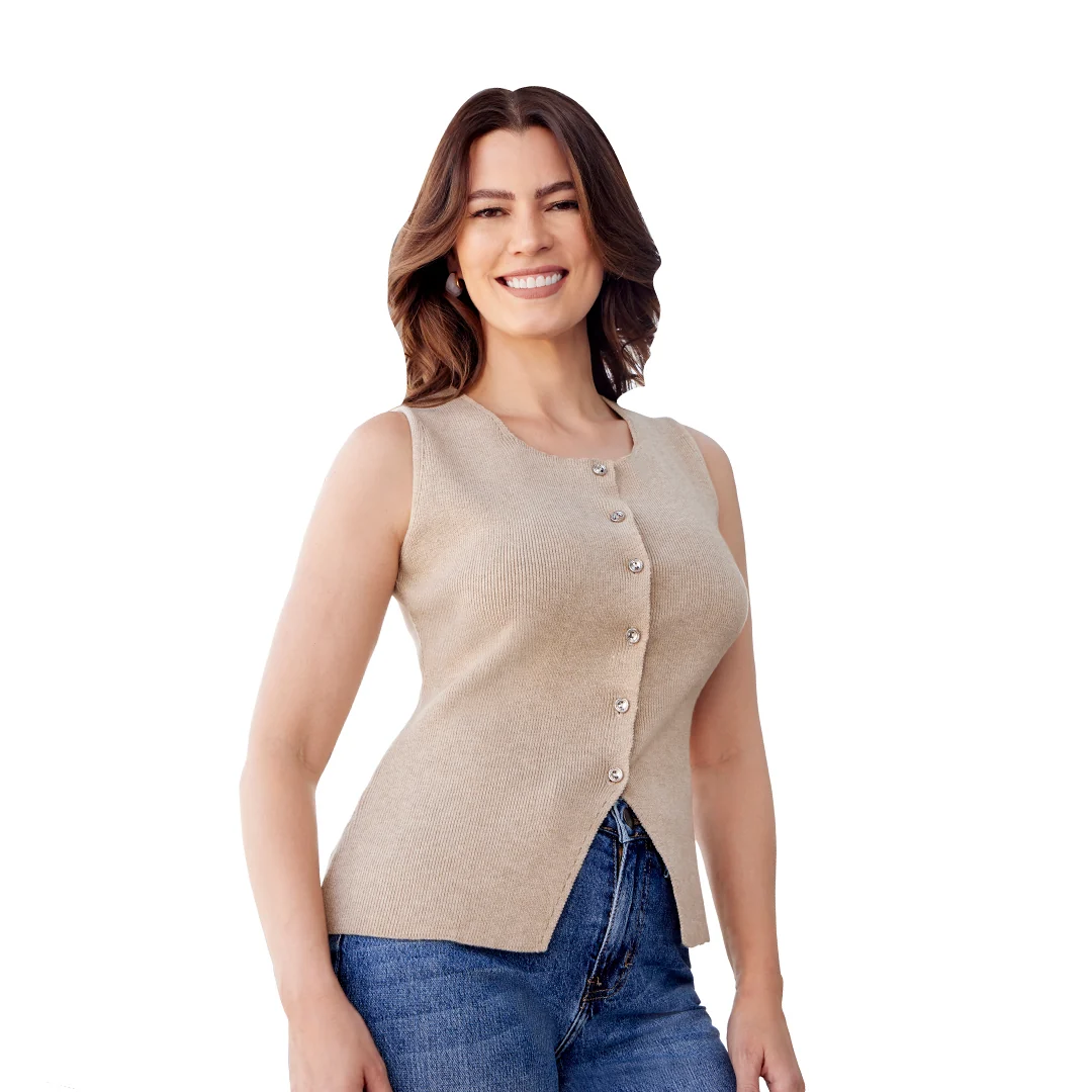 BLUSA BEIGE TIPO CHALECO MUJER 09980