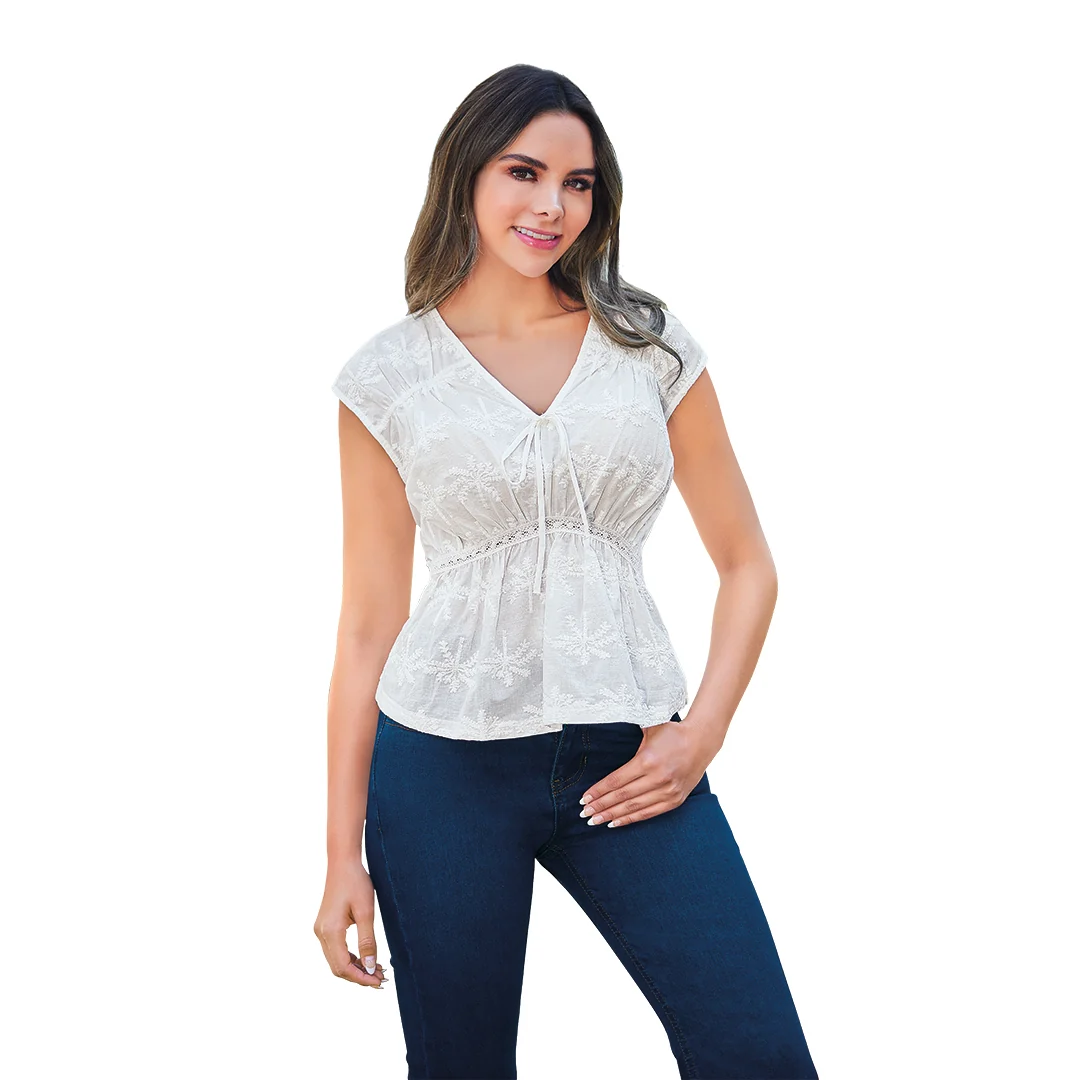BLUSA BLANCA BORDADA MUJER 92629