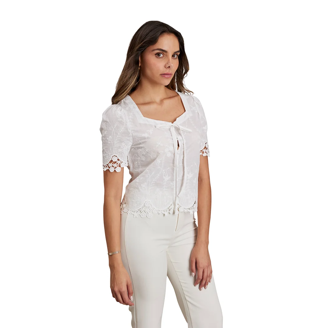 BLUSA BLANCA CROCHET EN MANGAS 92642 - Image 2