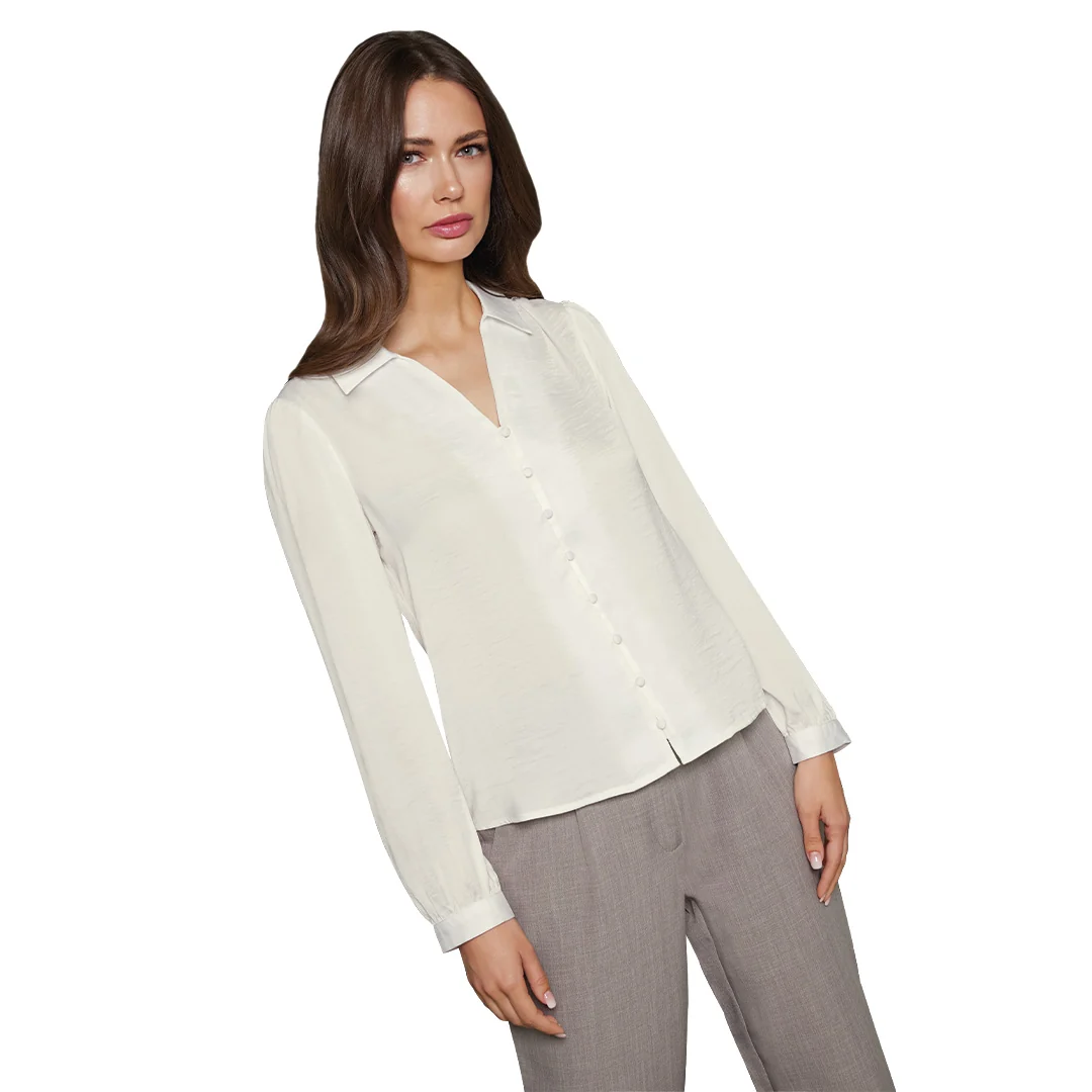 BLUSA BLANCA CUELLO CAMISERO MUJER 92042