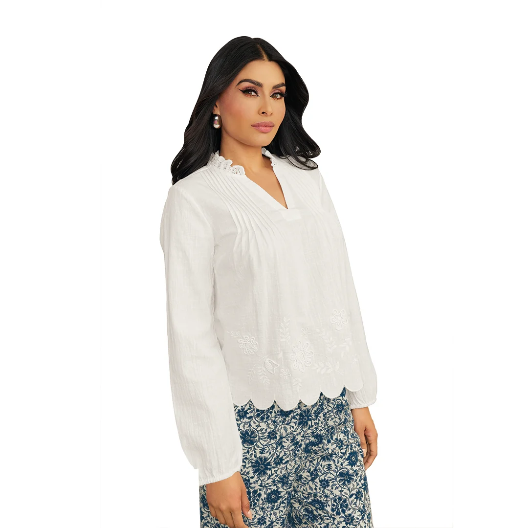 BLUSA BORDADA CALADA BLANCO 92672