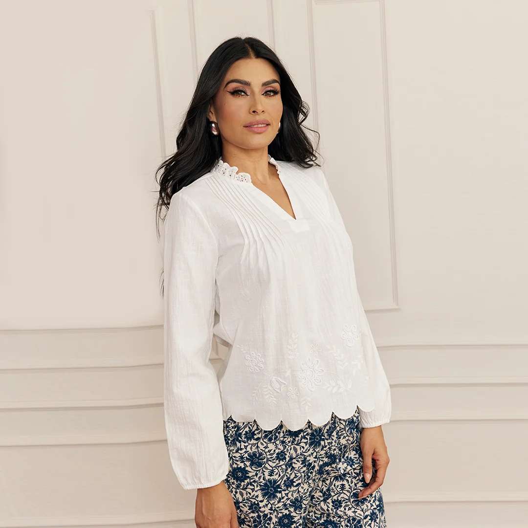 BLUSA BORDADA CALADA BLANCO 92672 - Image 2