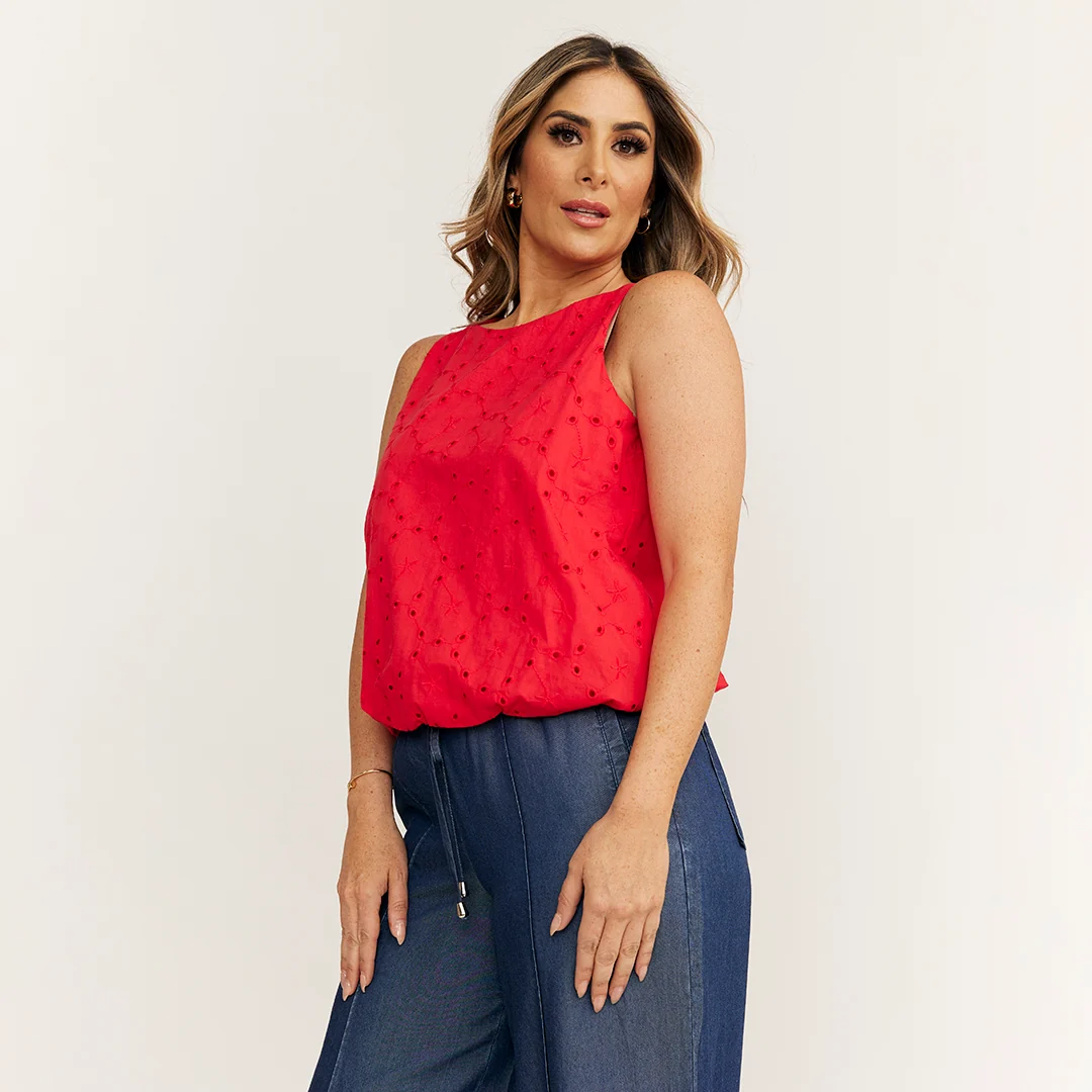 BLUSA BORDADA SIN MANGAS ROJA 93759 - Image 2