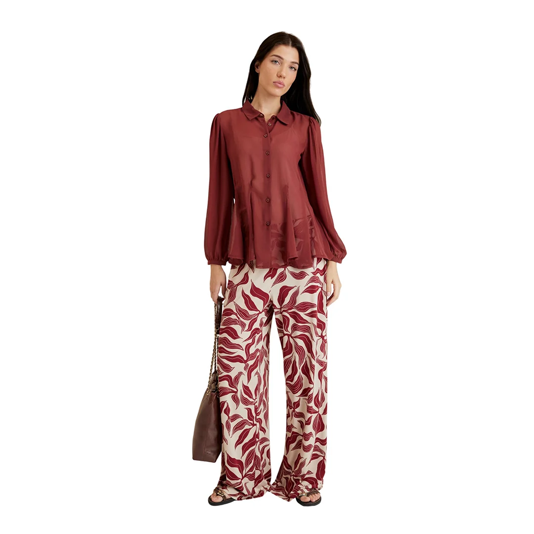 BLUSA CAFÉ CON CUCHILLAS 93674