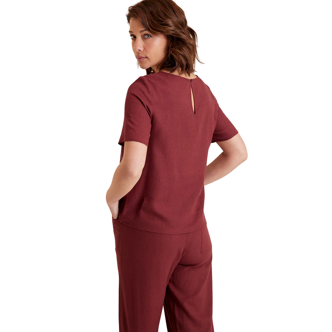 BLUSA CAFÉ CON LINO 95750 - Image 2