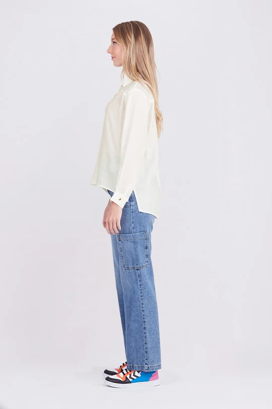 BLUSA CAMISERA COLOR IVORY - Image 3