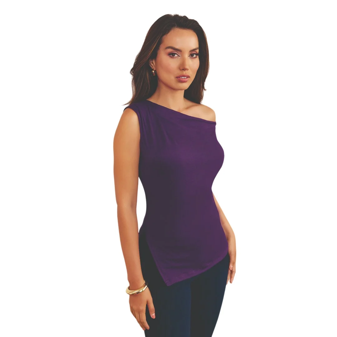 BLUSA CUELLO DRAPEADO MORADO 14895
