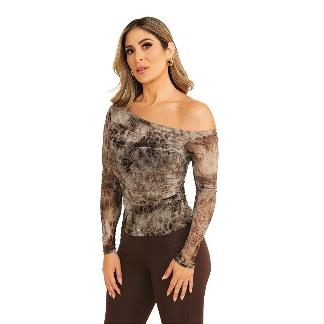 BLUSA DRAPEADA ANIMAL PRINT 99549