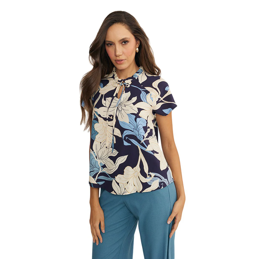 BLUSA ESTAMPADO FLORAL AZUL MARINO 93758