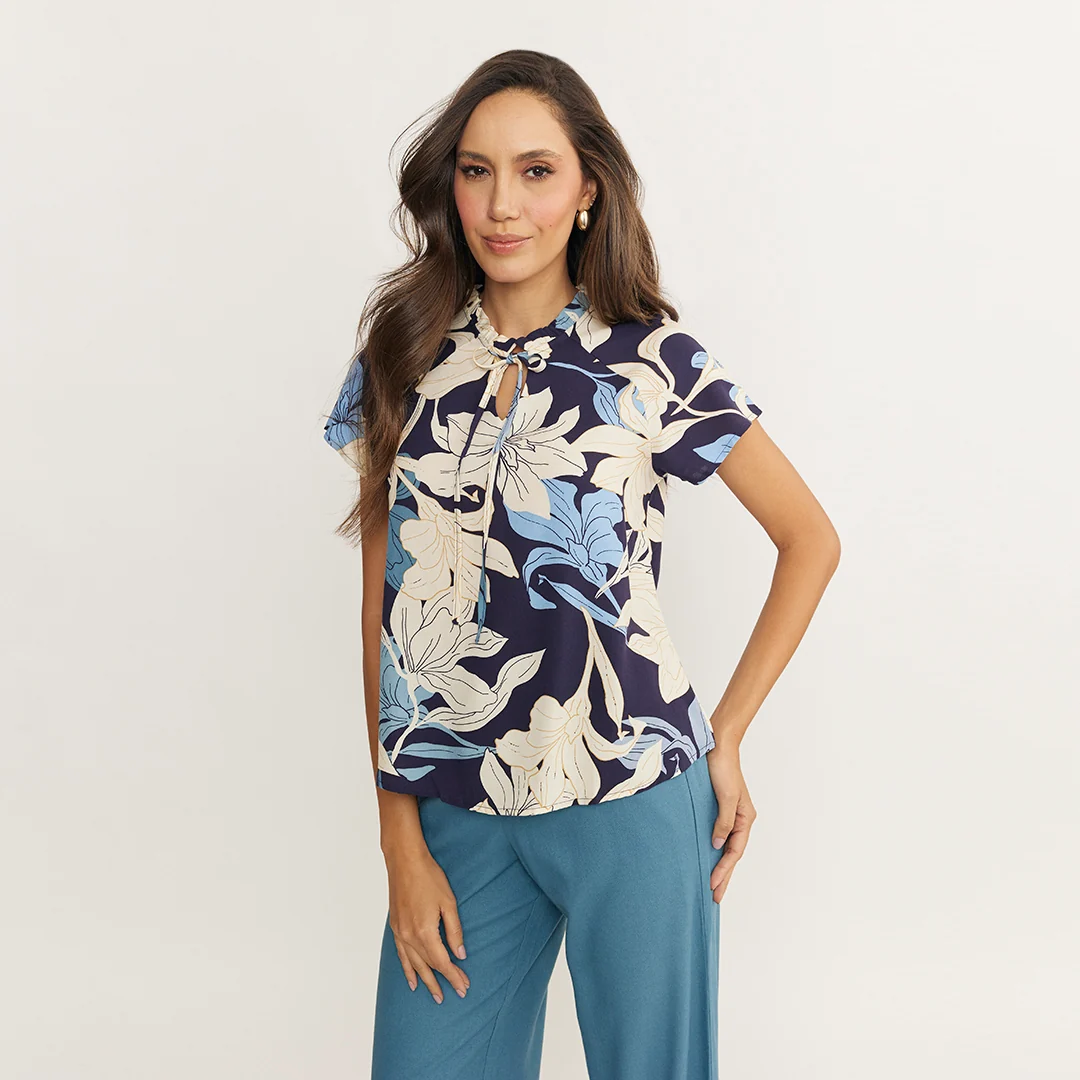 BLUSA ESTAMPADO FLORAL AZUL MARINO 93758 - Image 3