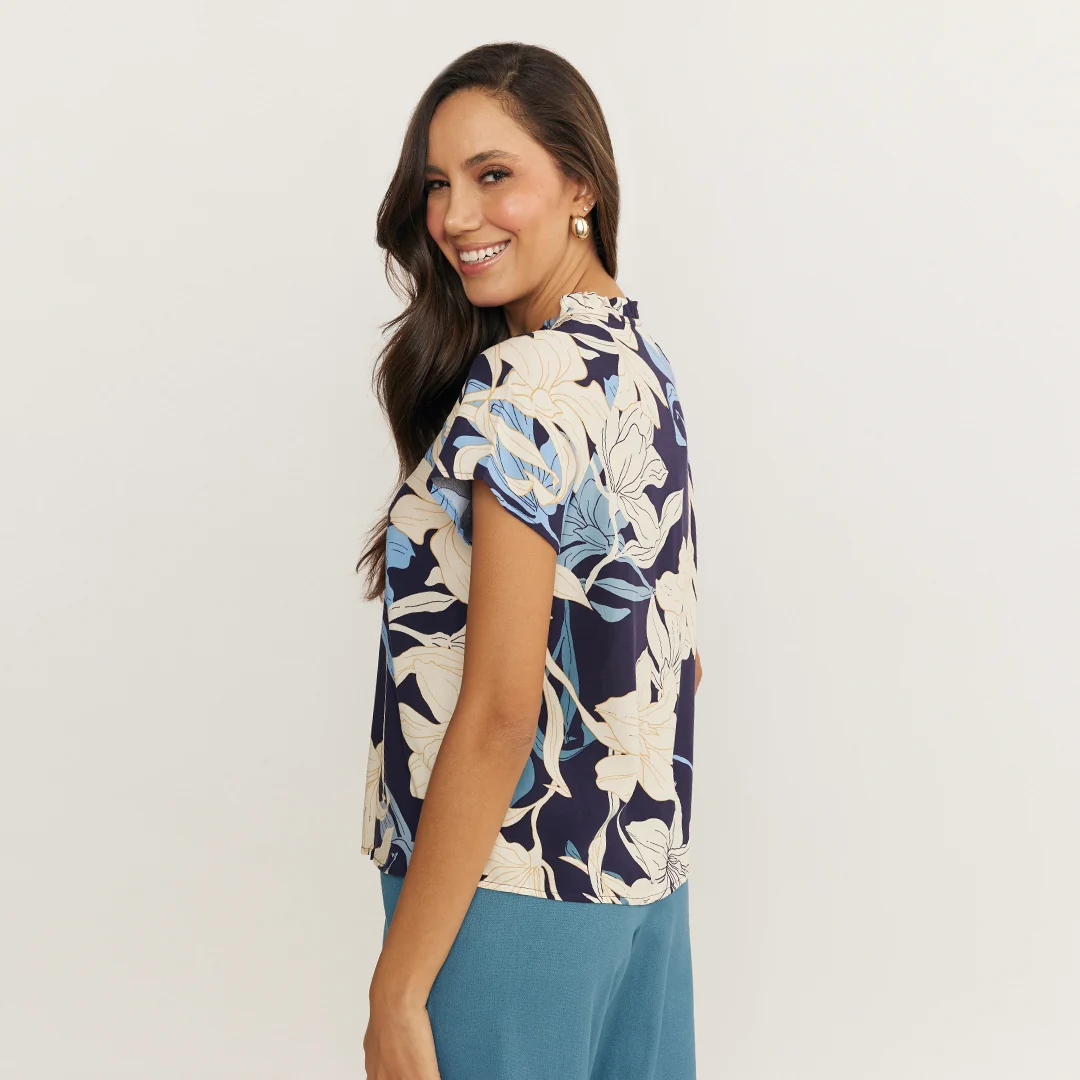 BLUSA ESTAMPADO FLORAL AZUL MARINO 93758 - Image 4