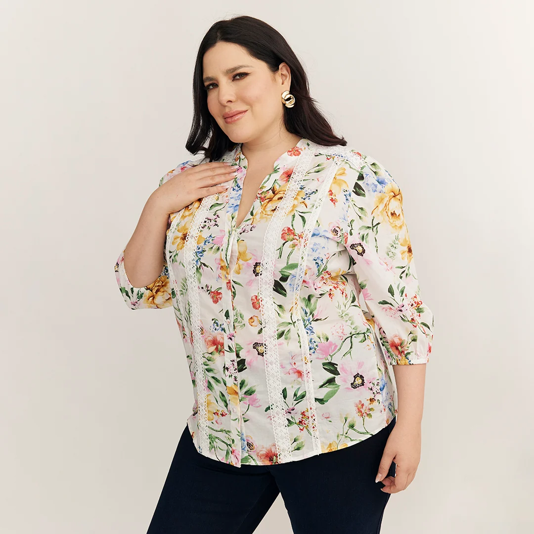 BLUSA FLORAL ENCAJE MULTICOLOR MANGA 3/4 93751 - Image 3