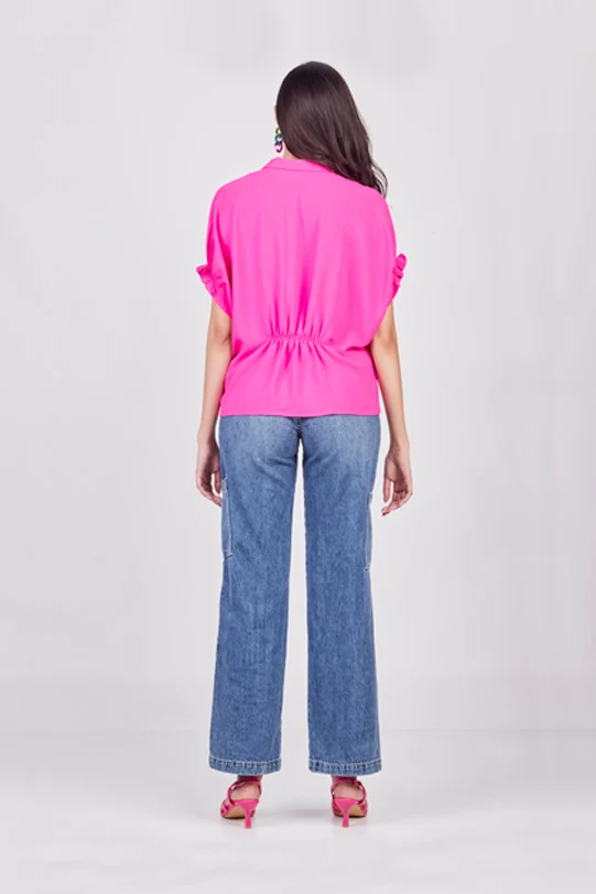 BLUSA FUCSIA CON CUELLO CAMISERO - Image 4