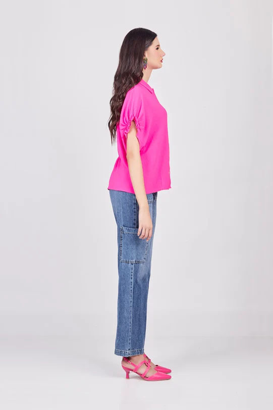 BLUSA FUCSIA CON CUELLO CAMISERO - Image 5