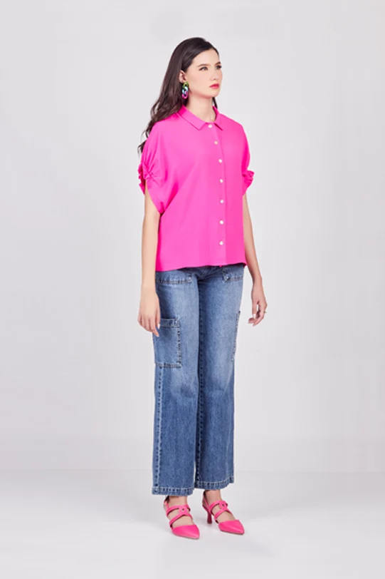 BLUSA FUCSIA CON CUELLO CAMISERO - Image 6