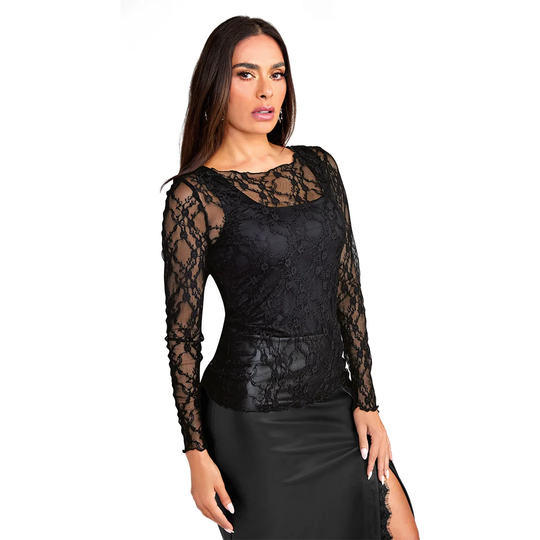 BLUSA NEGRA DE ENCAJE 94157