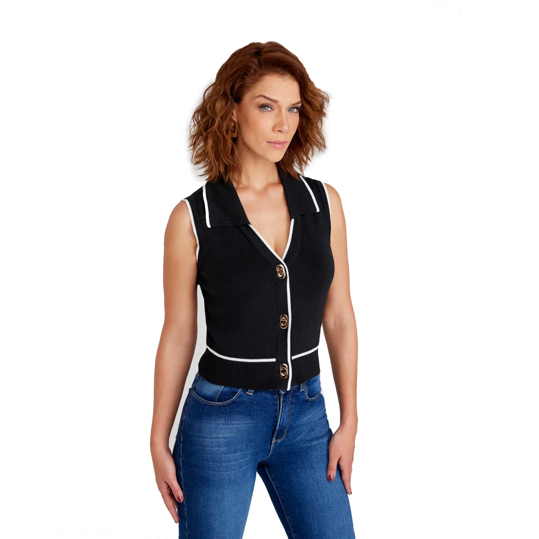 BLUSA NEGRA TIPO CHALECO MUJER 92041