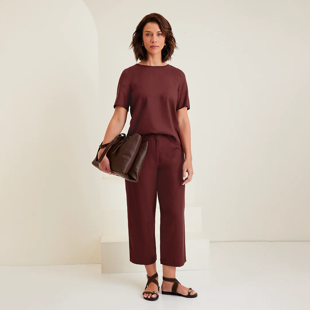 BLUSA CAFÉ CON LINO 95750 - Image 4