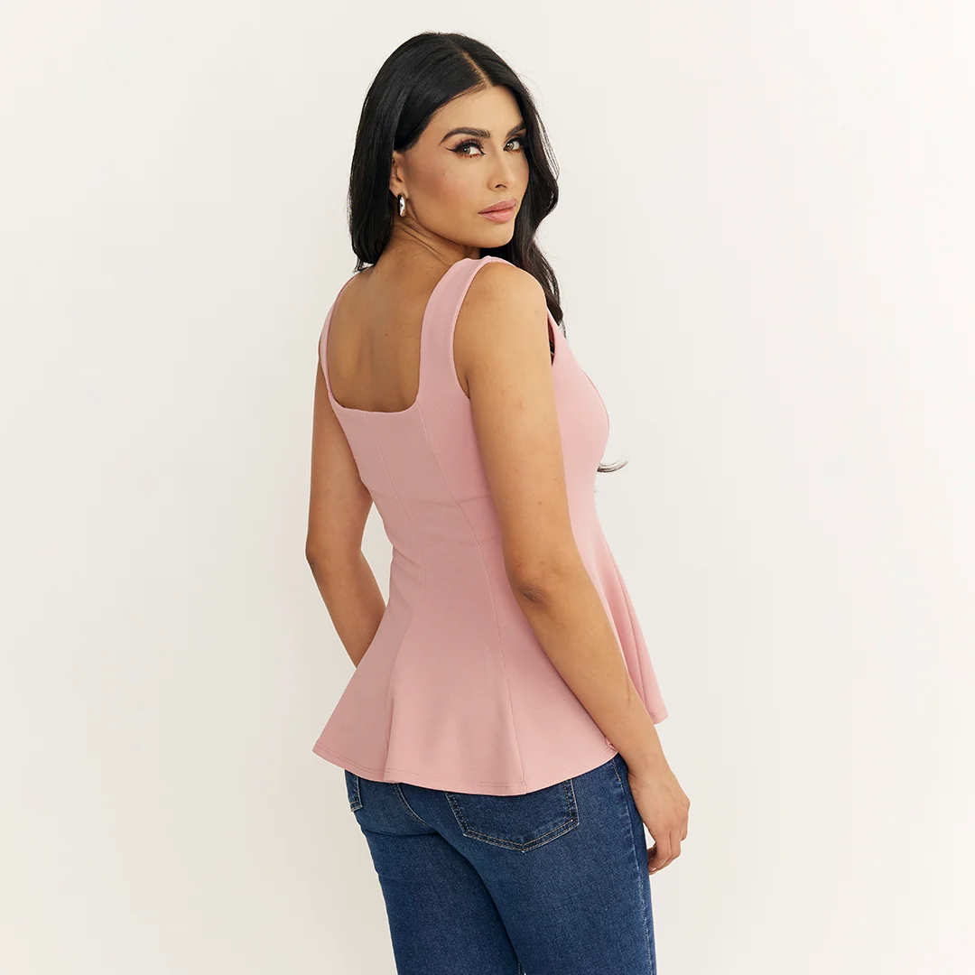 BLUSA PEPLUM ESCOTE DRAPEADO ROSA 50070 - Image 3