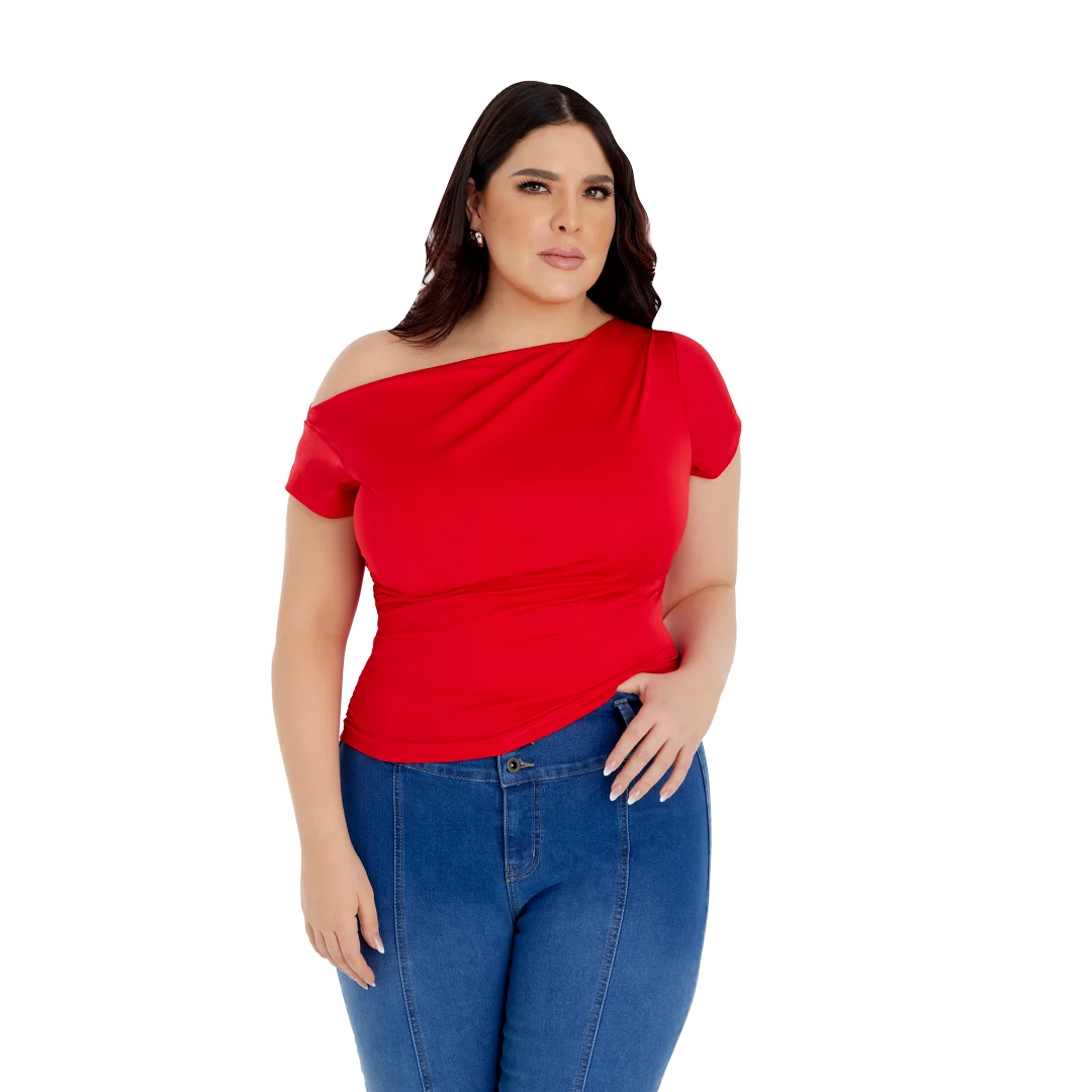 BLUSA ROJA ASIMÉTRICA MUJER 52243 - Image 2