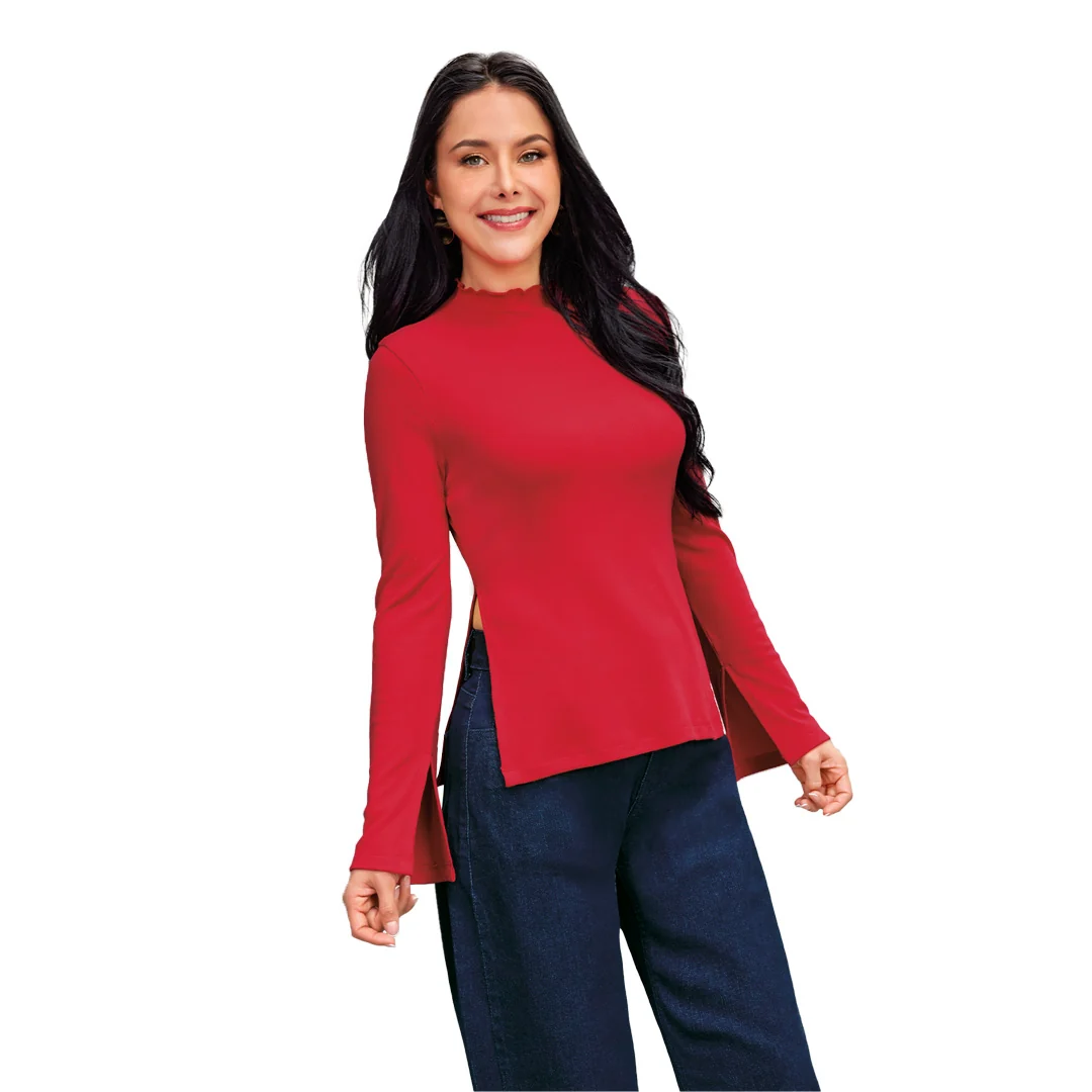 BLUSA ROJA CUELLO PERKINS 90159