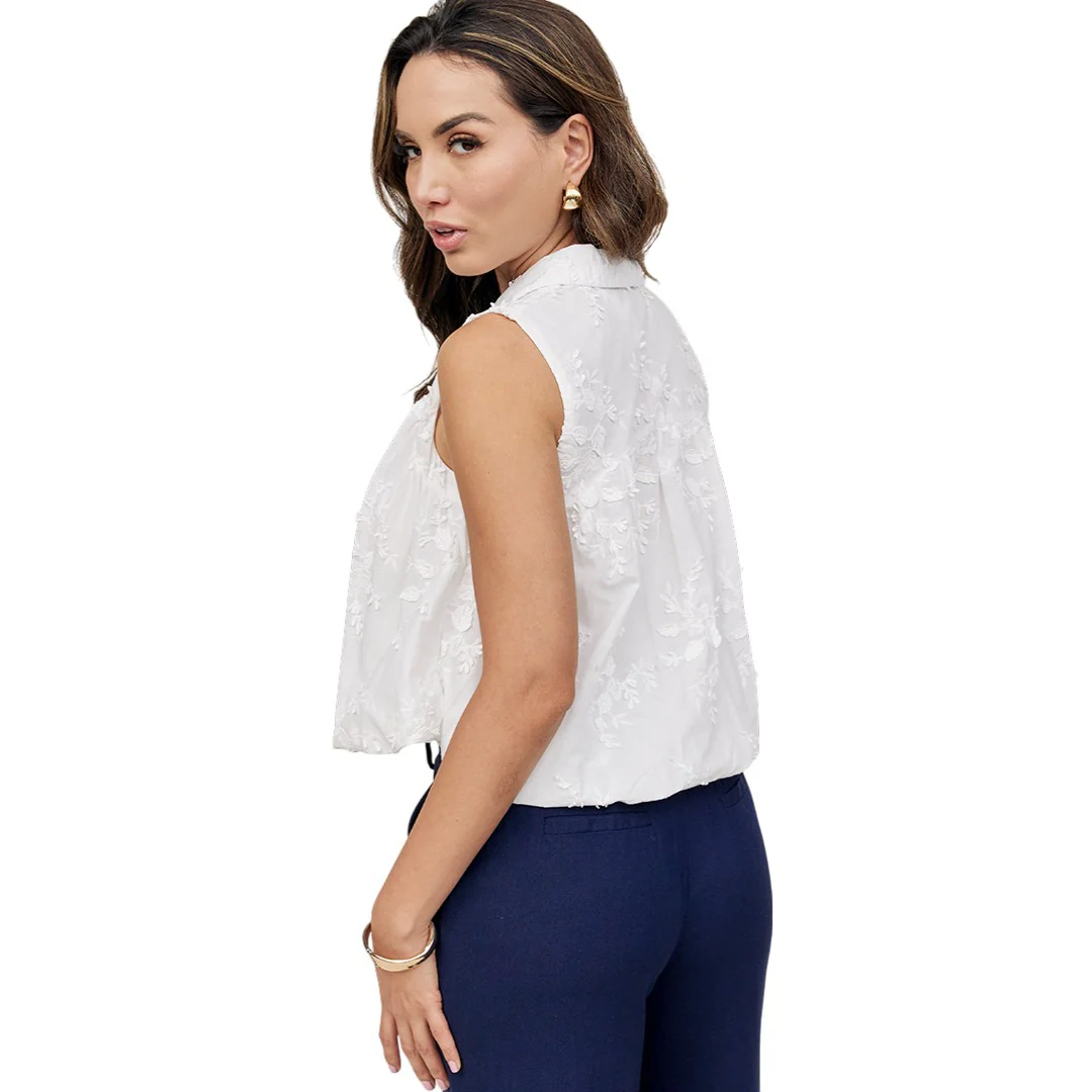 BLUSA SIN MANGAS CON BORDADO FLORAL BLANCO 91170 - Image 3