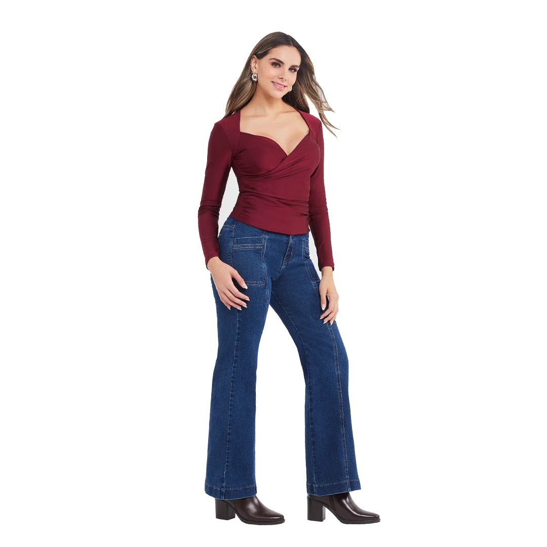 BLUSA TINTO DRAPEADA MUJER 13105
