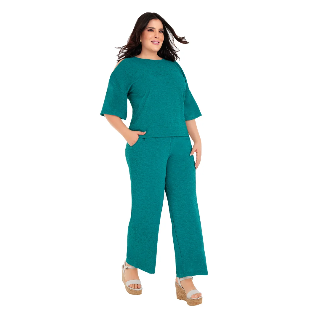 BLUSA VERDE CON ABERTURA EN MANGA MUJER 94322 - Image 2