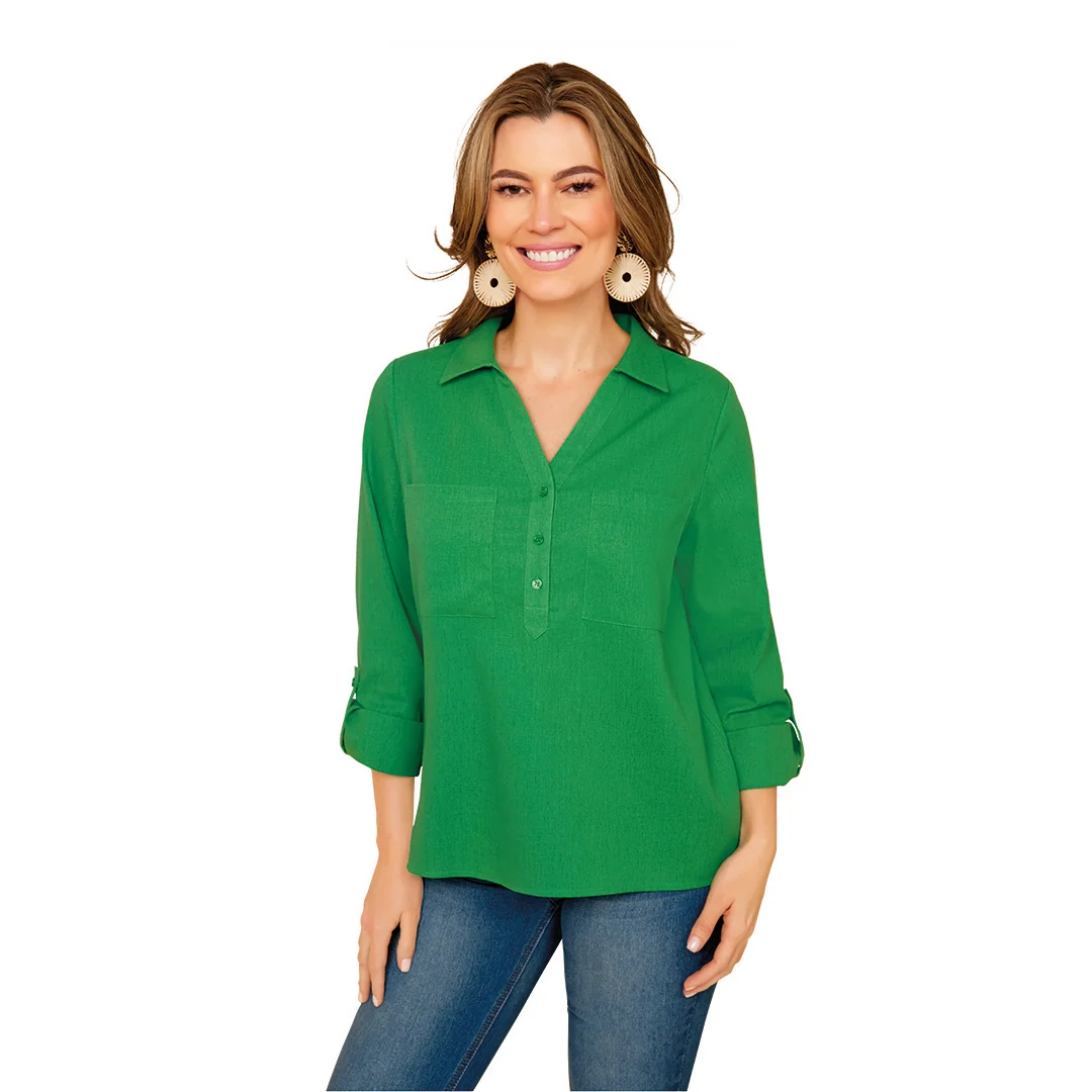 BLUSA VERDE LINO 99292 - Image 2