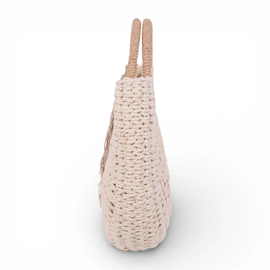 BOLSO TEJIDO CON ASA REDONDA BEIGE 83755 - Image 4