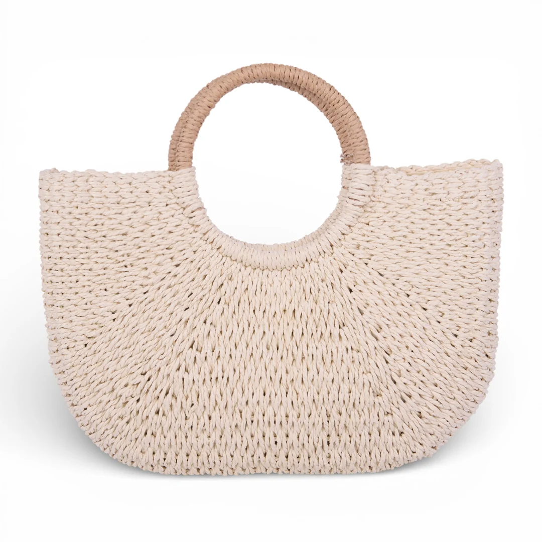 BOLSO TEJIDO CON ASA REDONDA BEIGE 83755 - Image 5