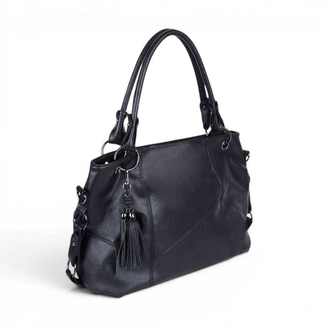 BOLSO TOTE COSTURAS DECORATIVAS NEGRO 83760