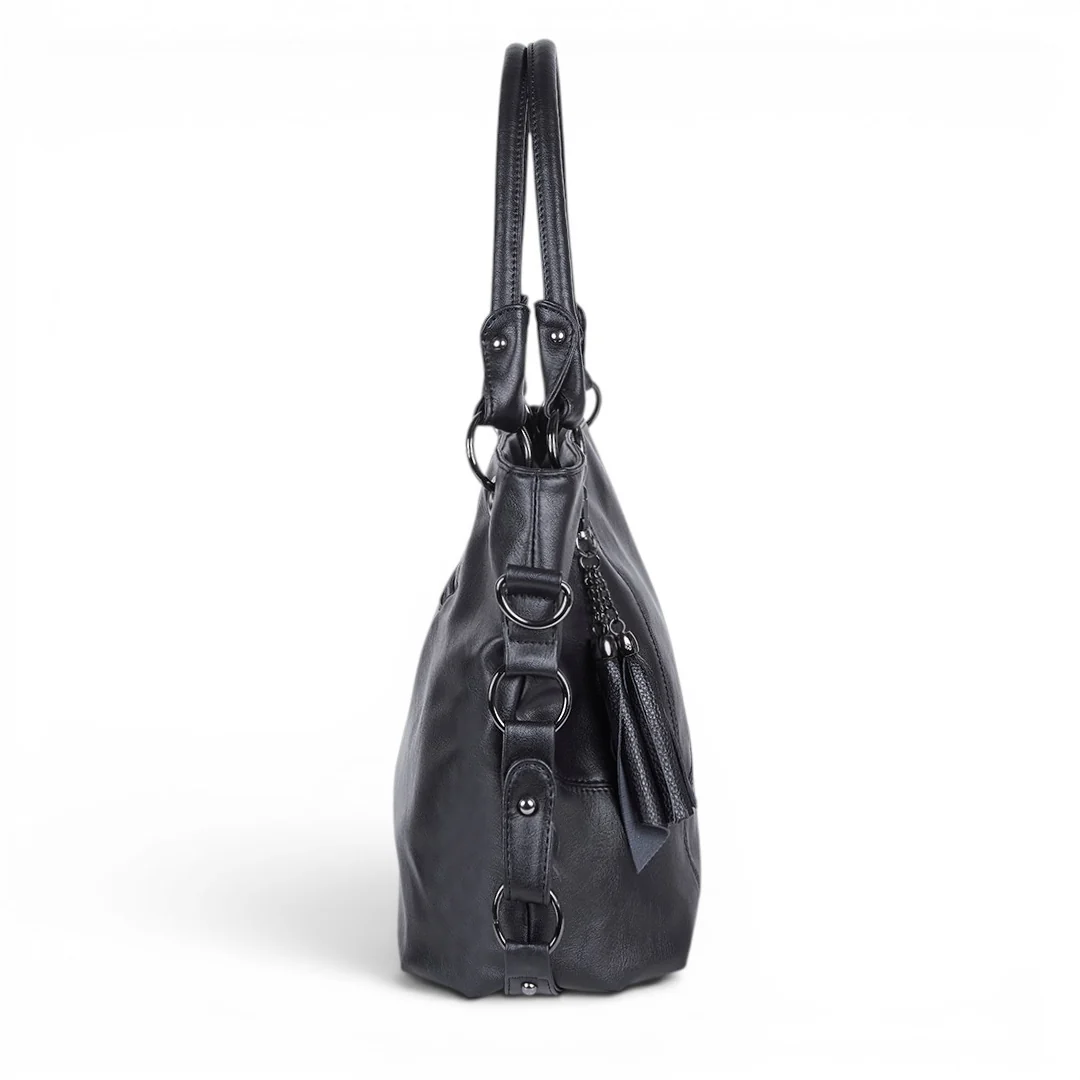 BOLSO TOTE COSTURAS DECORATIVAS NEGRO 83760 - Image 2