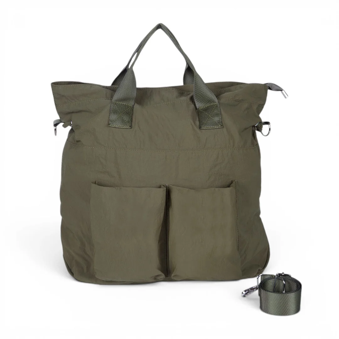 BOLSO TOTE TEXTIL MULTIBOLSILLOS VERDE 83793 - Image 6