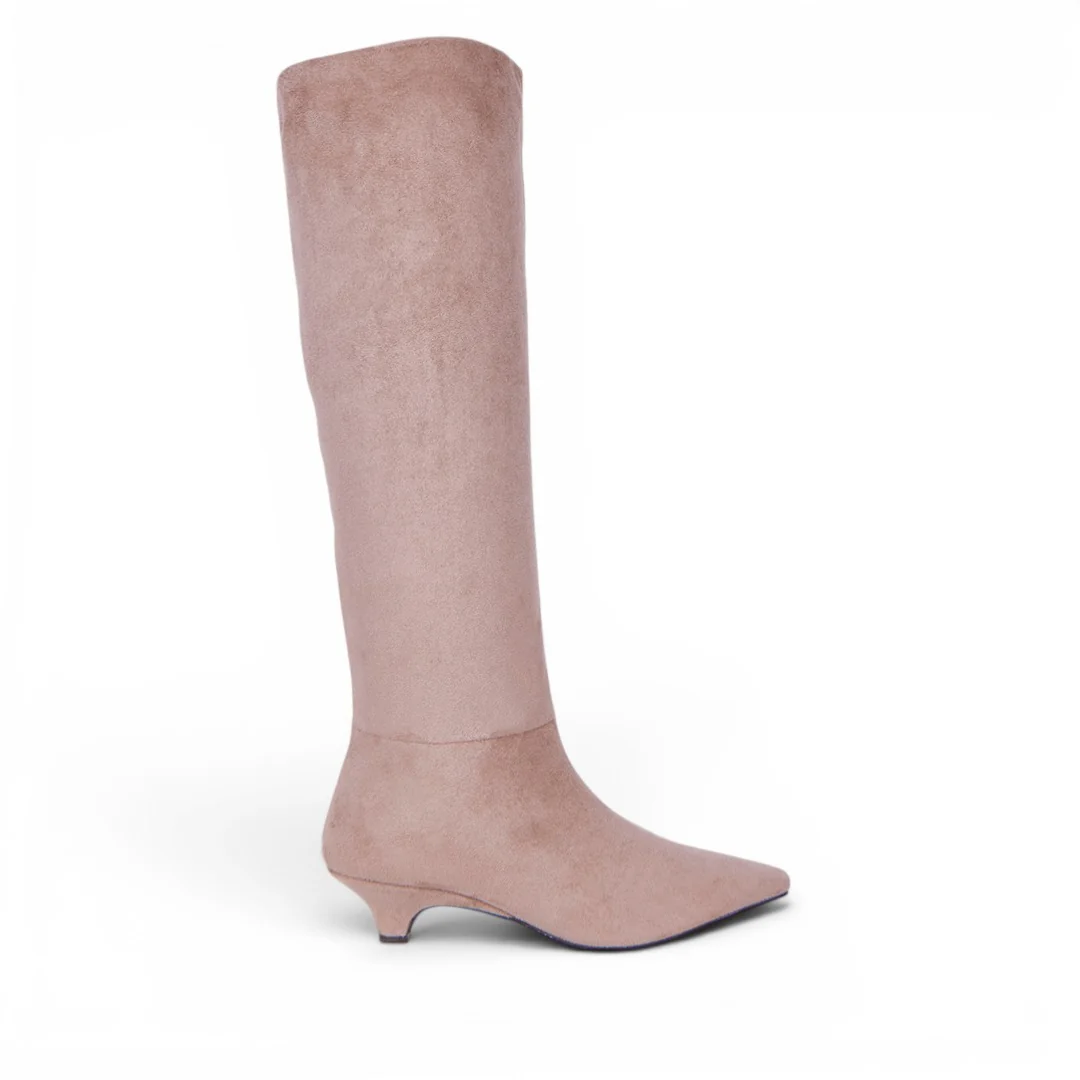BOTA ALTA LISA TACÓN BAJO TAUPE 08673 - Image 2
