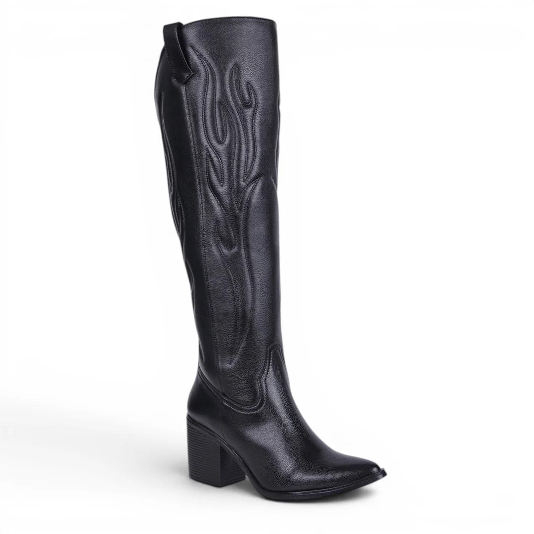 BOTA ALTA CON PESPUNTE NEGRO 01833