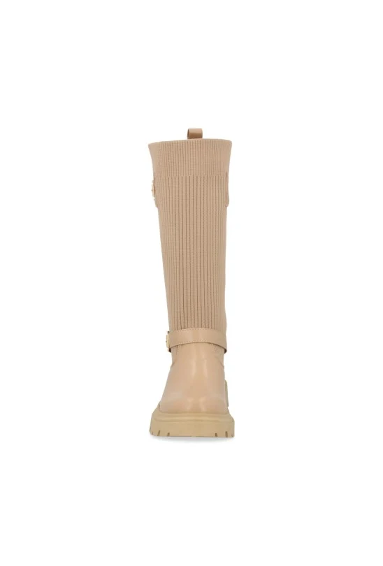 BOTA CASUAL BEIGE CON TUBO DE TEJIDO 71780 - Image 3