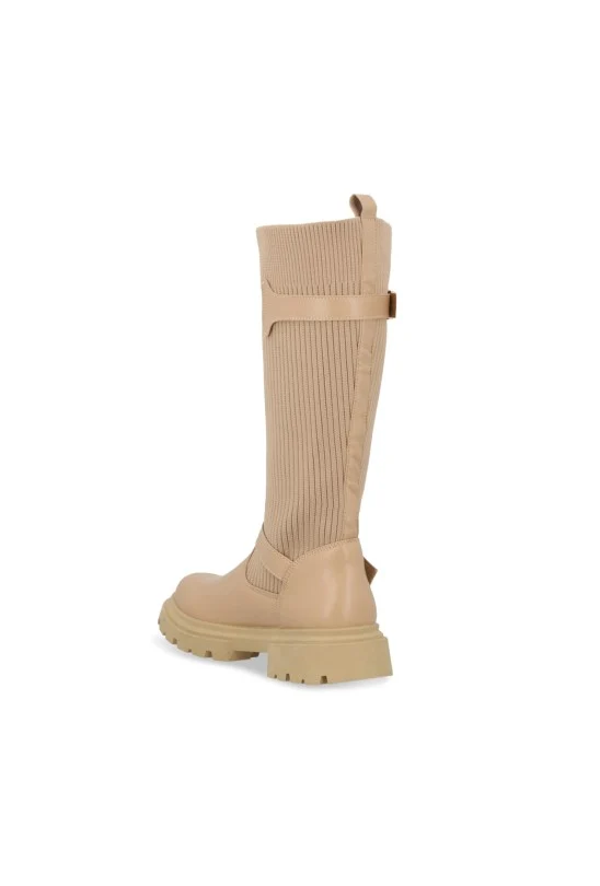 BOTA CASUAL BEIGE CON TUBO DE TEJIDO 71780 - Image 4