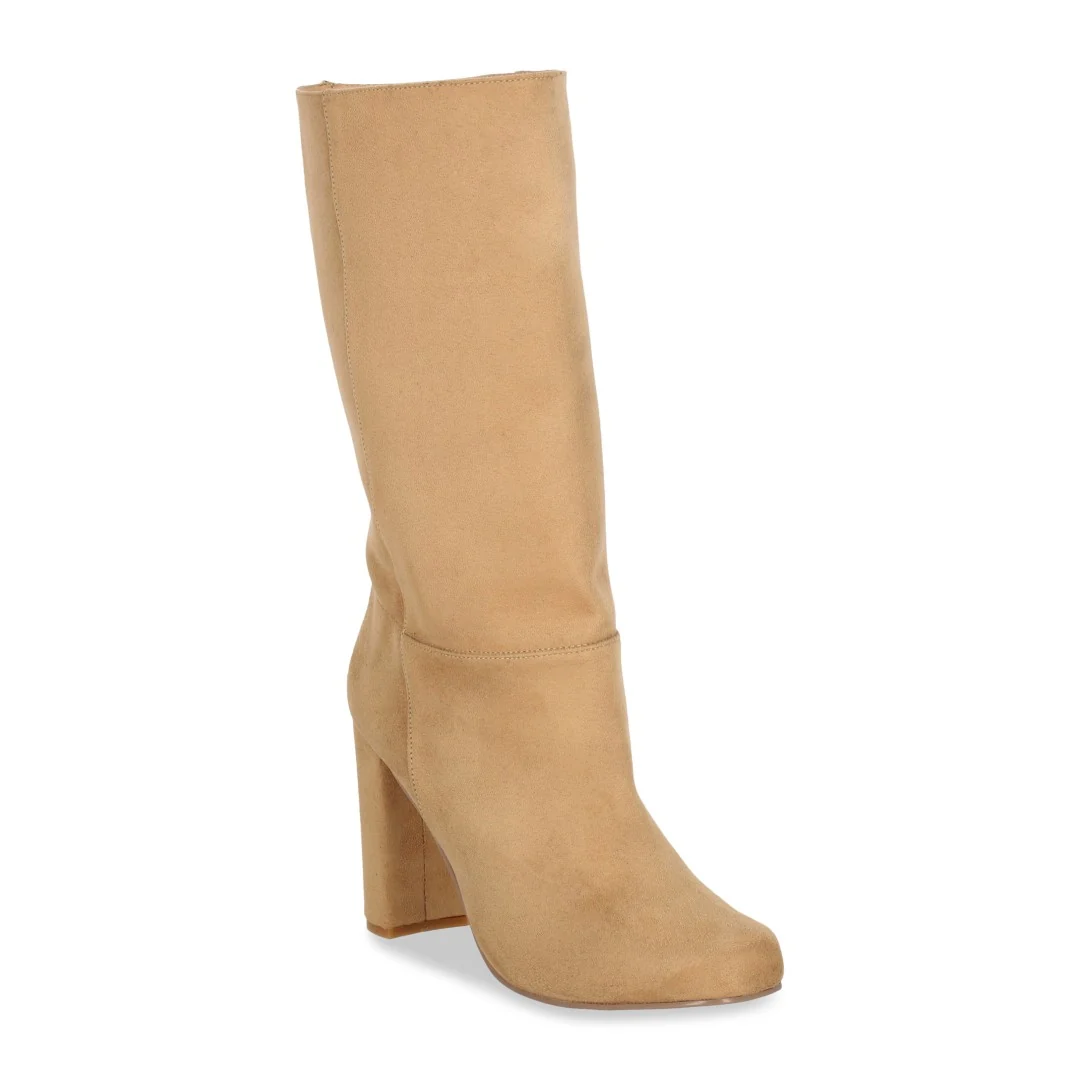 BOTA CASUAL DE TACÓN BEIGE CON TUBO 48926
