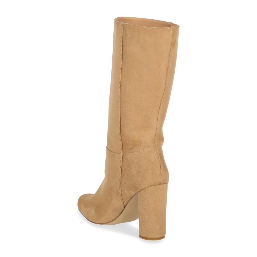 BOTA CASUAL DE TACÓN BEIGE CON TUBO 48926 - Image 3