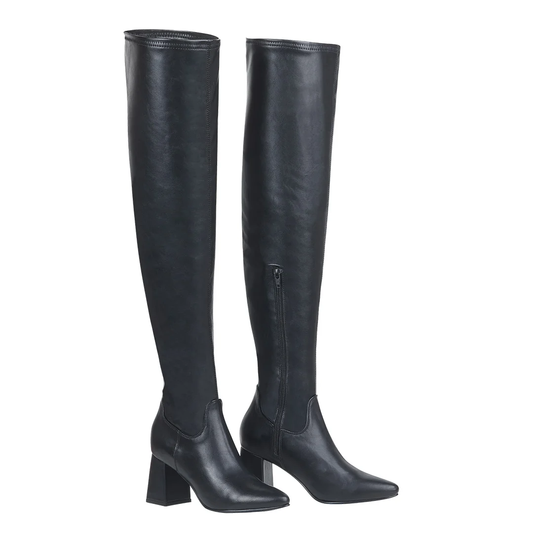 BOTA CASUAL DE TACÓN NEGRO TUBO ALTO 02305