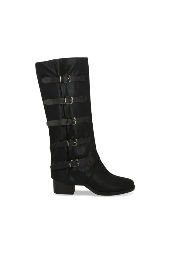 BOTA CASUAL NEGRO POLAINA CON HEBILLAS 72894 - Image 2