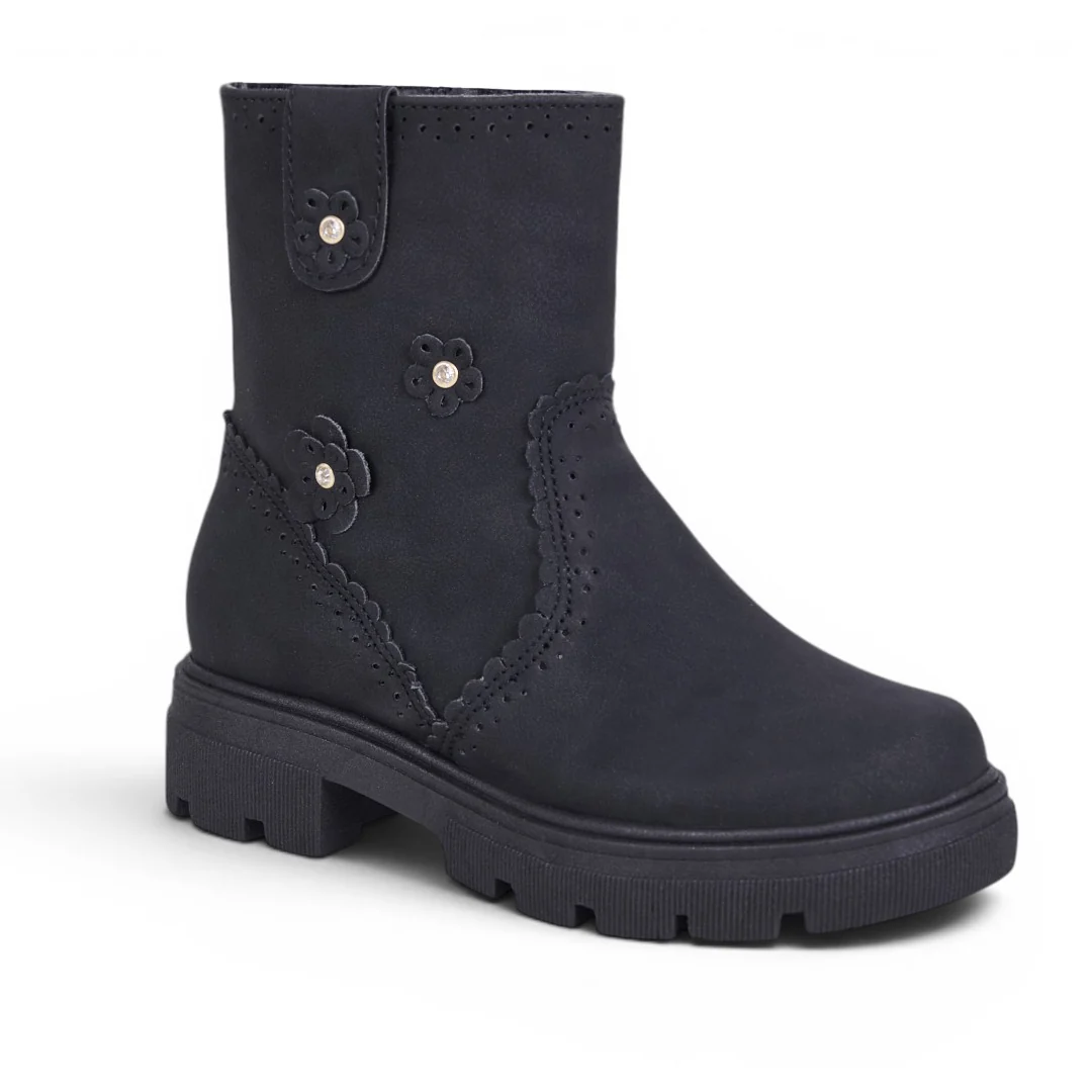 BOTA CON FLORES NEGRO 53718