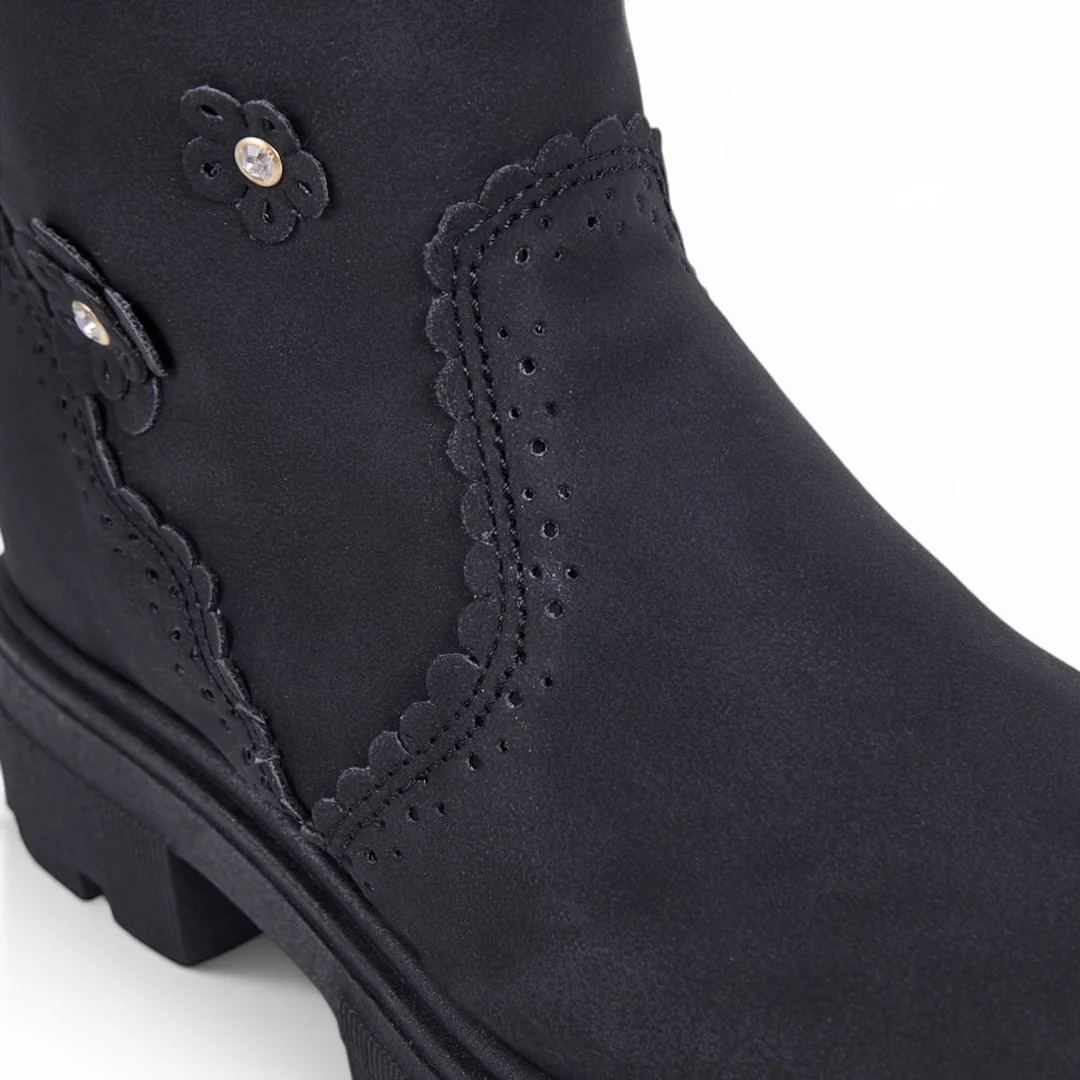 BOTA CON FLORES NEGRO 53718 - Image 4