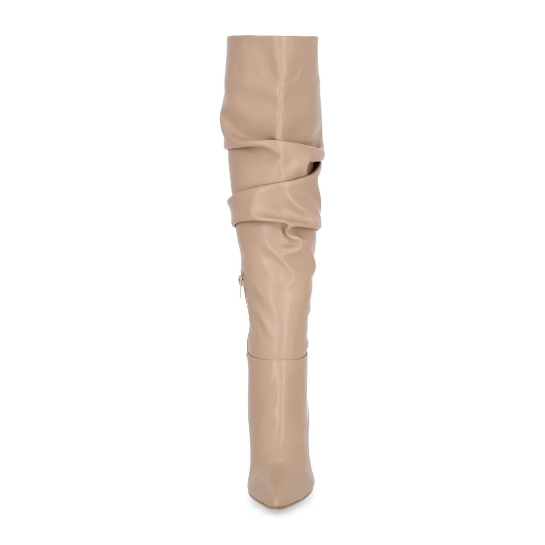 BOTA DE TACÓN BEIGE CON TUBO CORRUGADO 49401 - Image 4